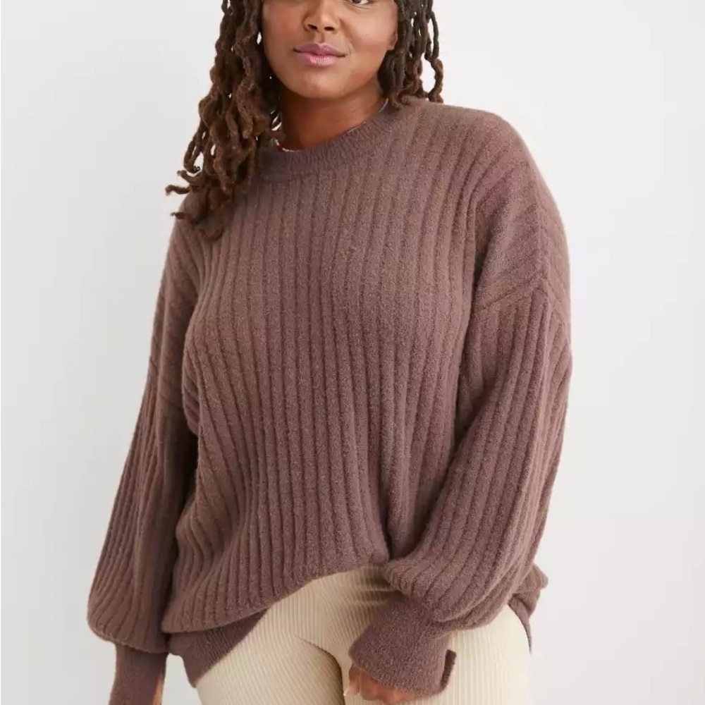 Aerie Buttercream Oversized Crew Sweater